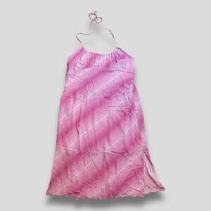 BP NEW Y2K COLORFUL FLIRTY EMPIRE WAIST RETRO MIDI HALTER DRESS PINK LARGE